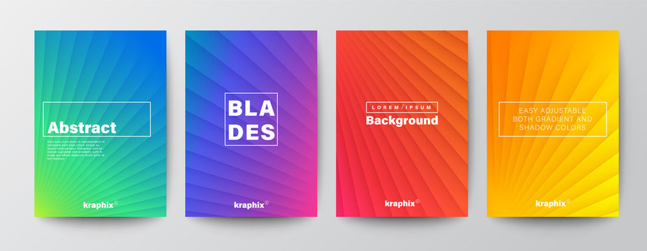 Set of minimal abstract diagonal line on vivid gradient colors background for Brochure, Flyer, Poster, leaflet, Annual report, Book cover, Graphic Design Layout template. turbine blade concept..