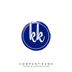 KK initials handwriting logo, with brush template and brush circle