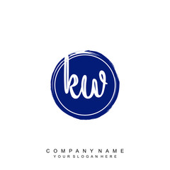KW initials handwriting logo, with brush template and brush circle