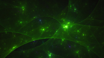 3D rendering abstract green fractal light background