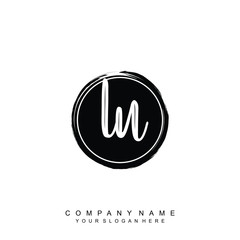 LU initials handwriting logo, with brush template and brush circle