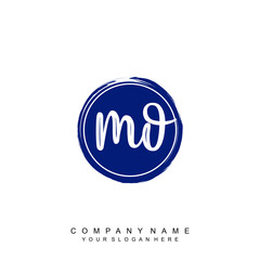 MO initials handwriting logo, with brush template and brush circle