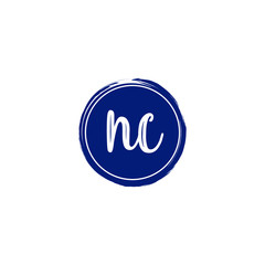 NC initials handwriting logo, with brush template and brush circle