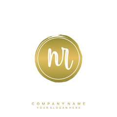 NR initials handwriting logo, with brush template and brush circle