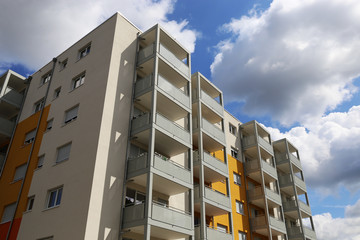 Balconies  on a large apartment building