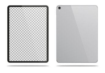 Realistic silver tablet pc.