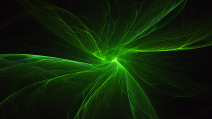 Fototapeta premium Grafika trójwymiarowa streszczenie fraktalna zielone tło światła