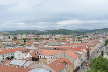top view of the streets of the old town with tiled roofs