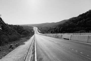 New Road Highway Route Concrete Structures Rural Valley Landscape