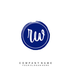 RW initials handwriting logo, with brush template and brush circle