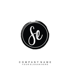 SE initials handwriting logo, with brush template and brush circle