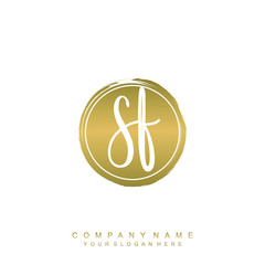 SF initials handwriting logo, with brush template and brush circle