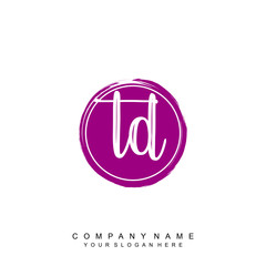 TD initials handwriting logo, with brush template and brush circle