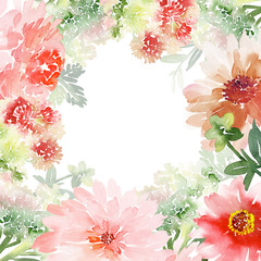 Greeting card with watercolor flowers handmade.