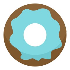 Blue donut icon. Flat illustration of blue donut vector icon for web design
