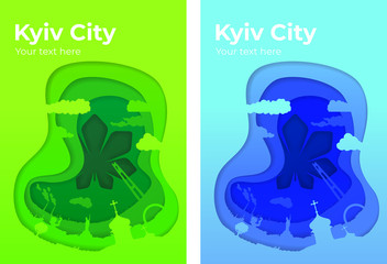 Paper cut style cover design, Kyiv city Ukraine