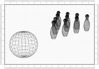 bowling balls and pins Blueprint