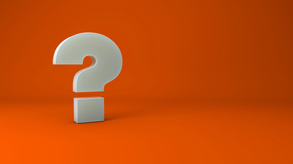 3D rendered illustration question mark and red background