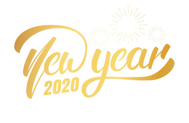 Obraz na płótnie Canvas New Year 2020. Happy New Year 2020 hand lettering label badge design