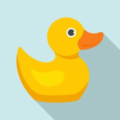 Yellow duck icon. Flat illustration of yellow duck vector icon for web design