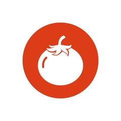 Tomato icon vector, illustration of tomato isolated on orange circle