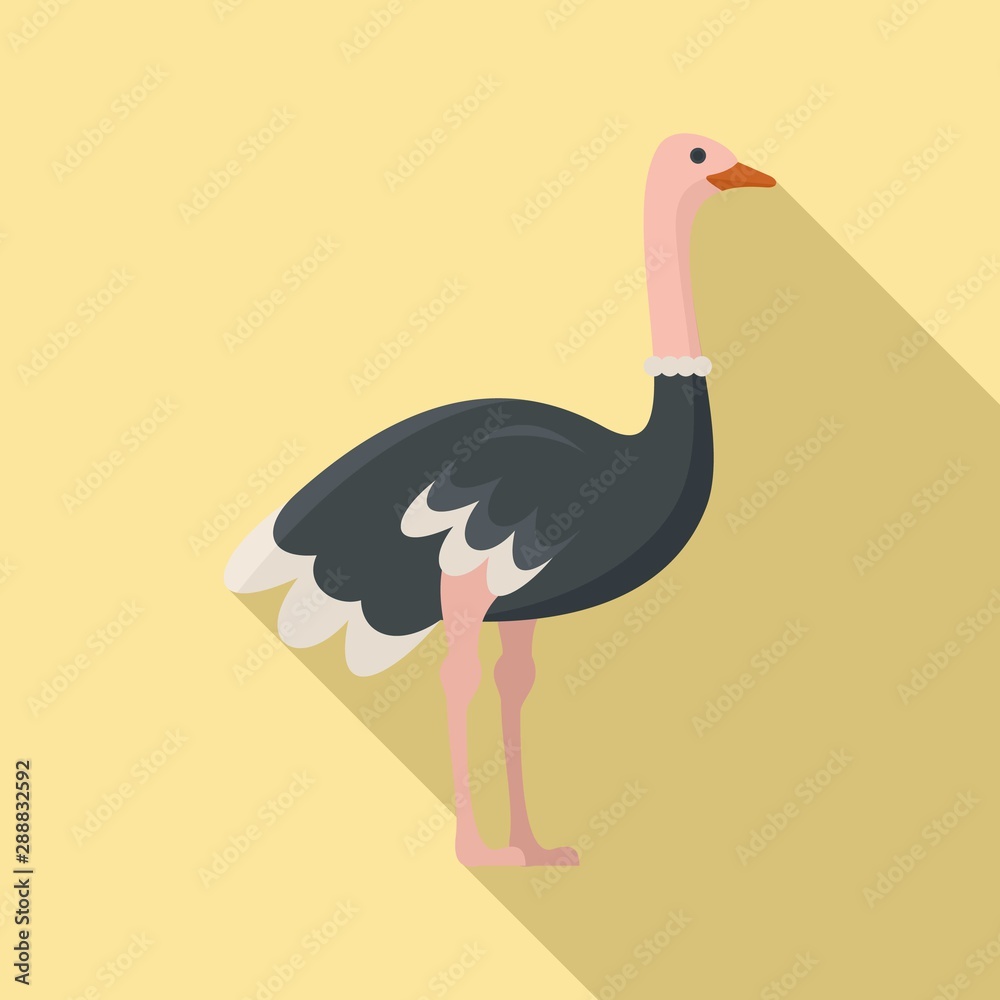 Sticker Ostrich bird icon. Flat illustration of ostrich bird vector icon for web design