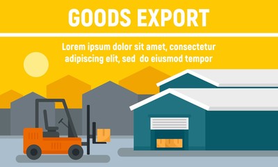 Warehouse goods export concept banner. Flat illustration of warehouse goods export vector concept banner for web design