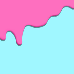 Pink paint flows down blue background. Modern creative layout
