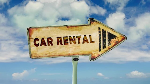 Street Sign the Way to Car Rental