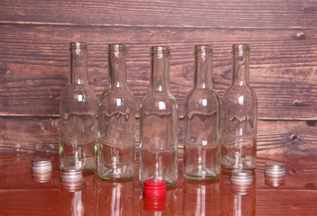 Empty bottles on a table