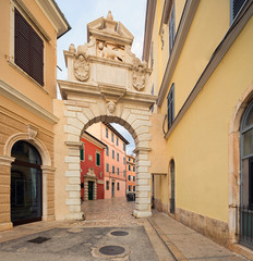 View of Balbi arch in Rovinj. Croatia.