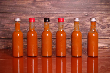 Hot sauce on a table