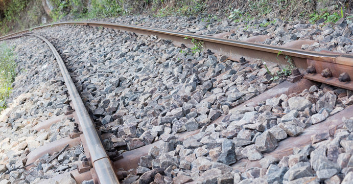 Railroad tracks for train in intersting perspective