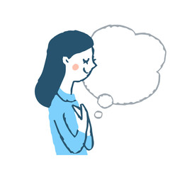 横向きの若い女性　ふきだし