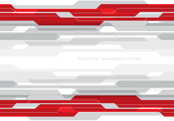 Abstract red grey circuit on white with blank space for text design modern futuristic technology background vector.