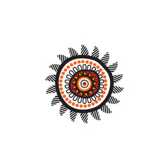 Aboriginal art dots painting icon logo design vector template