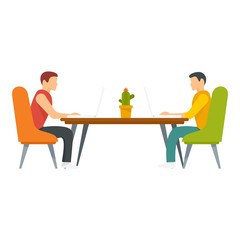 Office man coworking icon. Flat illustration of office man coworking vector icon for web design