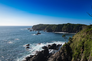 涛波岐埼　絶壁に太平洋から打ち寄せる波
