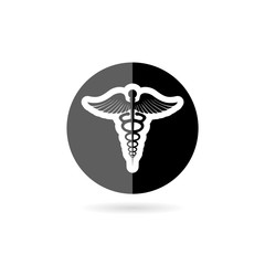 Caduceus black isolated icon on white background