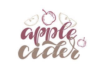 Fototapeta premium Hand drawn autumn elements lettering with inscription mulled wine, pumpkin spice latte, apple cider - pattern, background