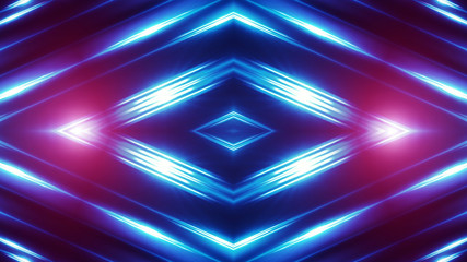 Obraz premium Dark abstract futuristic background. Neon lines, glow. Neon lines, shapes. Pink and blue glow