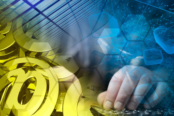 Keyboard, hands and mail signs