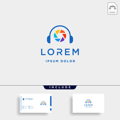 Music Camera Logo Template Vector Sign Design