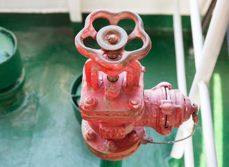 Old fire hydrant aboard river pleasure motor ship