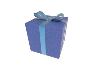 Blaue Geschenkbox Geschenk Box mit Schleife leicht seitlich