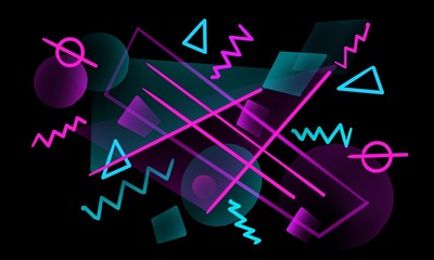 Fototapeta premium Modern futuristic background with geometric shapes. Neon colors, lines, triangles. Modern cover, poster.