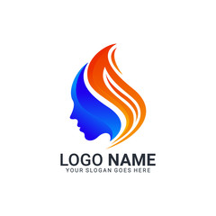 people head logo. human face illustration. mind creative logo