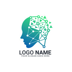 people head logo. human face illustration. mind creative logo