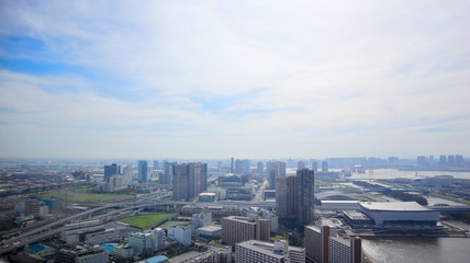 Naklejka na ściany i meble Beautiful View of Tokyo Bay and Cityscape with Copyspace