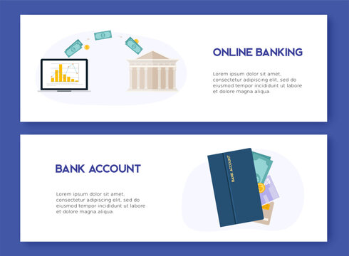 Online banking and bank account opening concept. Internet banking, online purchasing and transaction, electronic funds transfers.